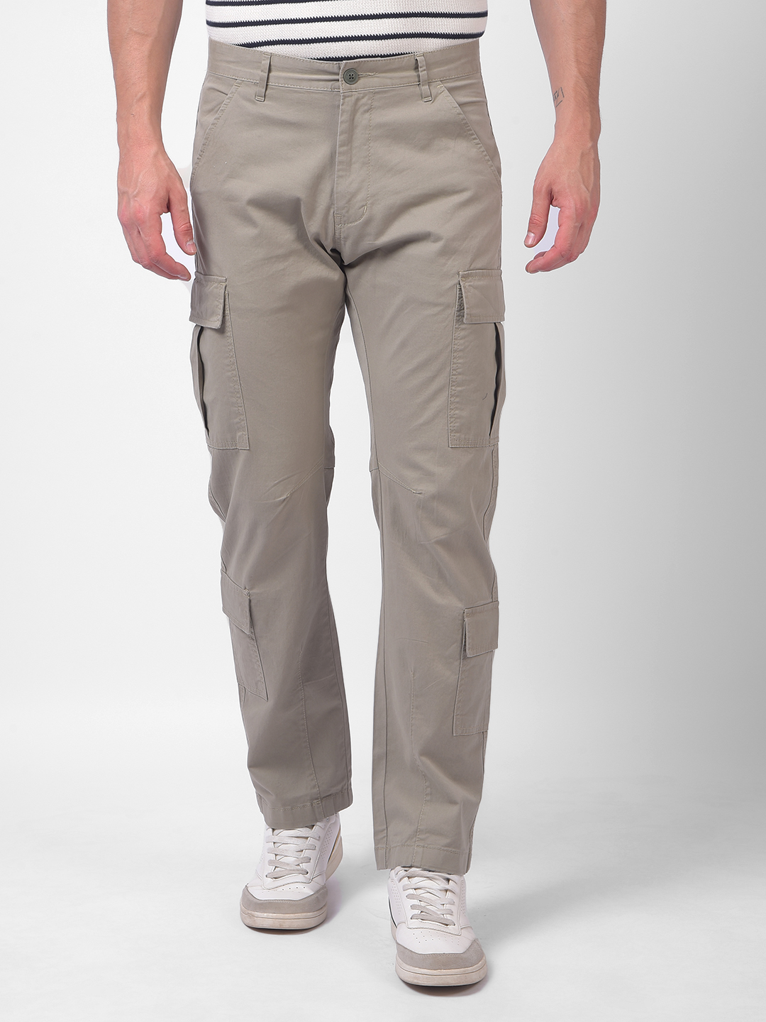 Numero Uno Men Beige Multi Pocket Regular Fit Cargo